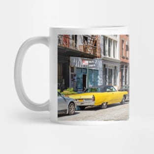 Yellow car in Tribeca, New York City Mug